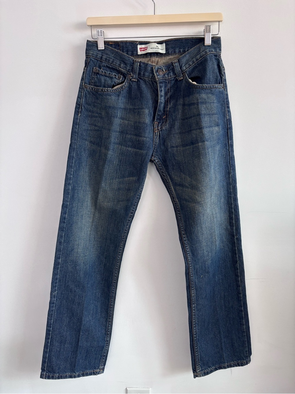 Levi's 505 Regular Women’s Dark Wash Blue Straight Leg Denim Jeans- Size W28 L28